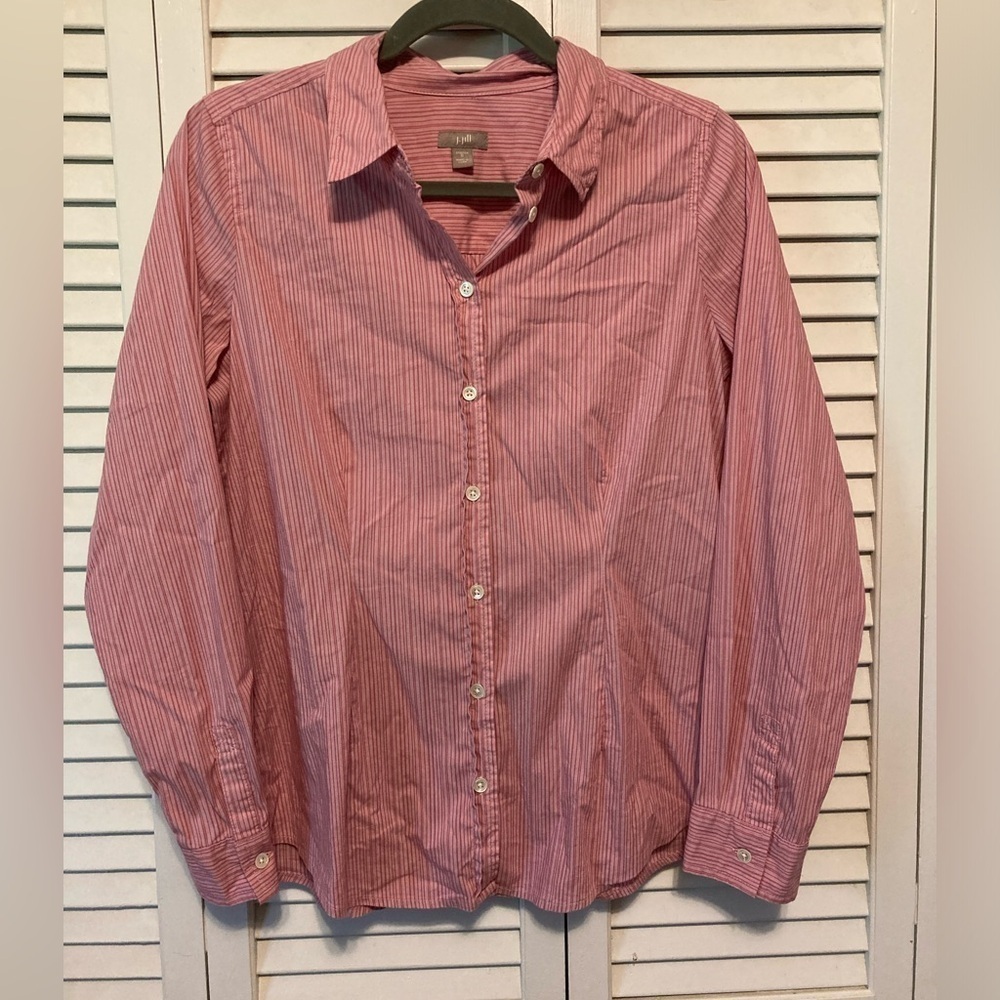 J. Jill Pink Pinstripe Button Down Shirt Size Small